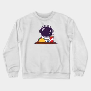 Cute Astronaut With Taco And Soda Crewneck Sweatshirt